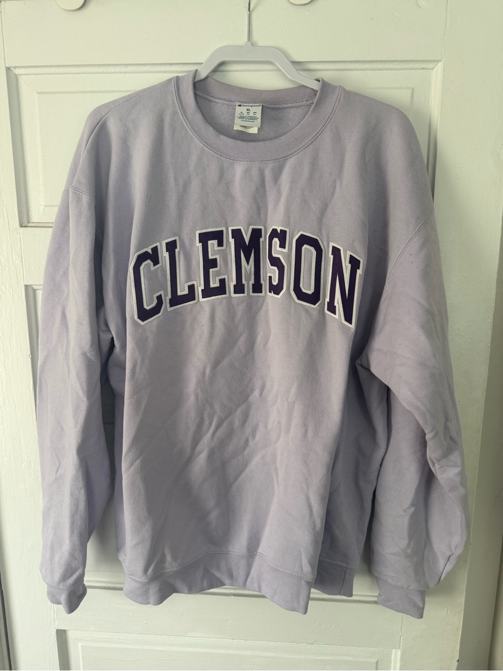 Champion Clemson Light Purple Crewneck Sweatshirt with Dark Purple Appliqué